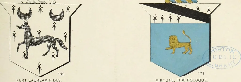 An illustration from A genealogical history of Irish families : with their crests and armorial bearings, 1895, leaf 111