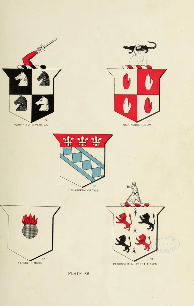 An illustration from A genealogical history of Irish families : with their crests and armorial bearings, 1895, leaf 123