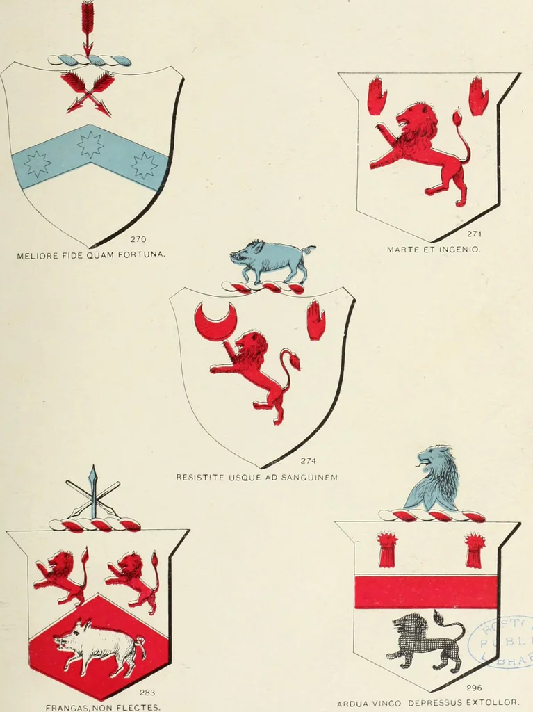 An illustration from A genealogical history of Irish families : with their crests and armorial bearings, 1895, leaf 161