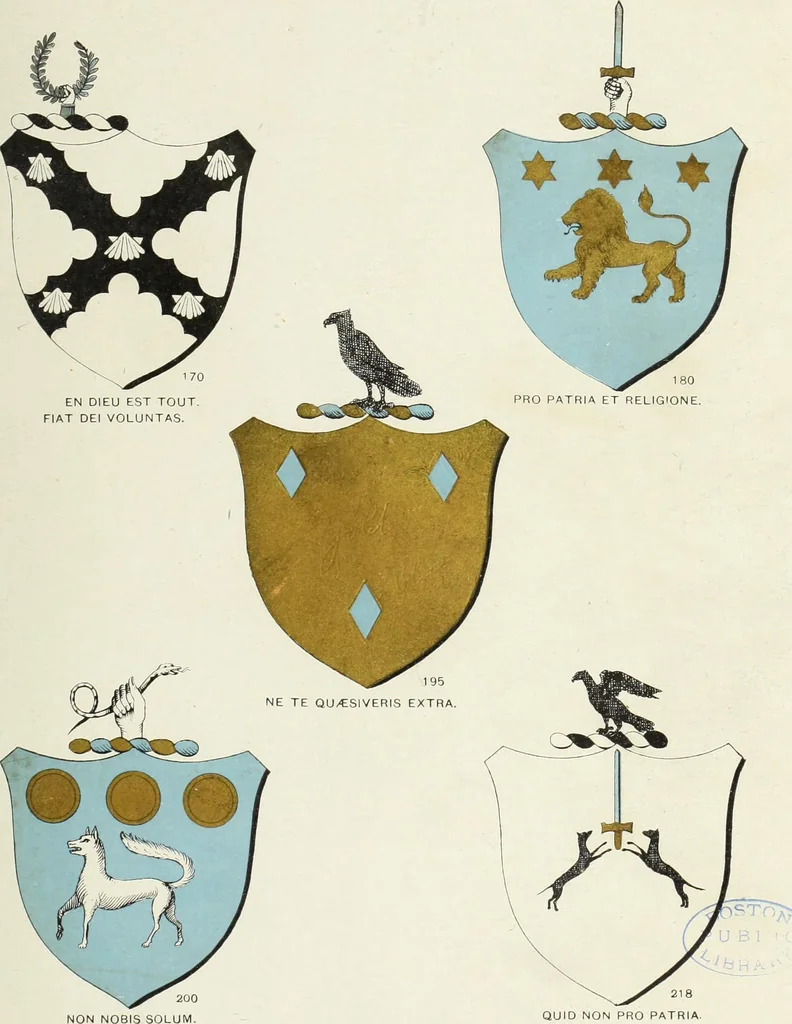 An illustration from A genealogical history of Irish families : with their crests and armorial bearings, 1895, leaf 71