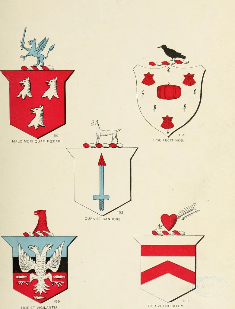 An illustration from A genealogical history of Irish families : with their crests and armorial bearings, 1895, leaf 95