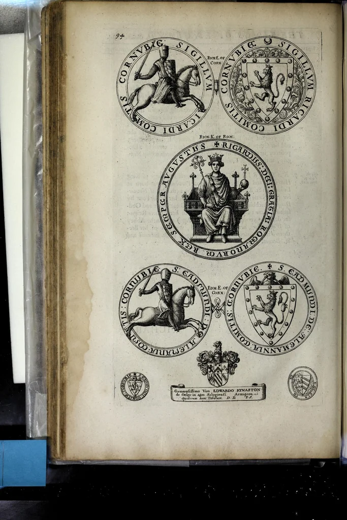 An illustration from A genealogical history of the kings of England, and monarchs of Great Britain, &c. : from the Conquest, anno 1066, to the year 1677 : in seven parts or books containing a discourse of their several lives, marriages, and issues ... with their effigies, seals, tombs ... all engraven in copper plates : furnished with several remarques and annotations, 1677, leaf 142