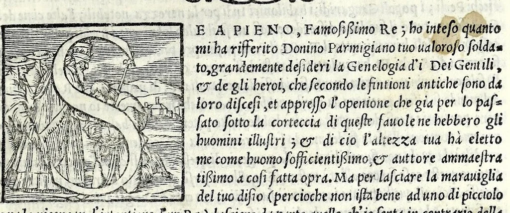 An illustration from Geneologia de gli dei : i quin deci libri di M. Giouanni Boccaccio, sopra la origine et discendenza di tutti gli dei de' gentili, con la spositione & sensi allegorici delle fauole, & con la dichiaratione dell'historie appartenenti à detta materia, 1547, leaf 21