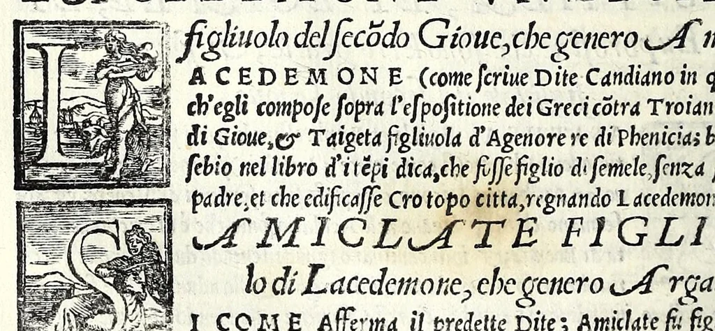 An illustration from Geneologia de gli dei : i quin deci libri di M. Giouanni Boccaccio, sopra la origine et discendenza di tutti gli dei de' gentili, con la spositione & sensi allegorici delle fauole, & con la dichiaratione dell'historie appartenenti à detta materia, 1547, leaf 224