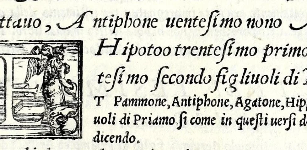 An illustration from Geneologia de gli dei : i quin deci libri di M. Giouanni Boccaccio, sopra la origine et discendenza di tutti gli dei de' gentili, con la spositione & sensi allegorici delle fauole, & con la dichiaratione dell'historie appartenenti à detta materia, 1547, leaf 251