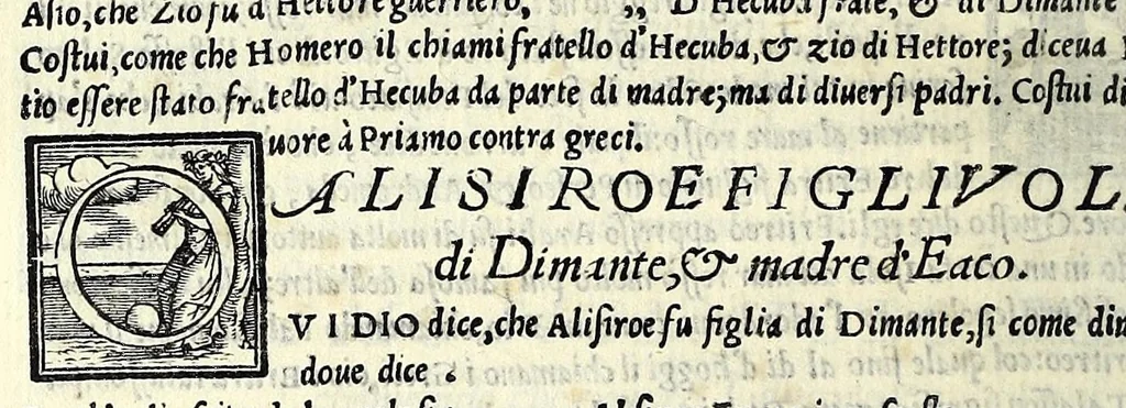 An illustration from Geneologia de gli dei : i quin deci libri di M. Giouanni Boccaccio, sopra la origine et discendenza di tutti gli dei de' gentili, con la spositione & sensi allegorici delle fauole, & con la dichiaratione dell'historie appartenenti à detta materia, 1547, leaf 446