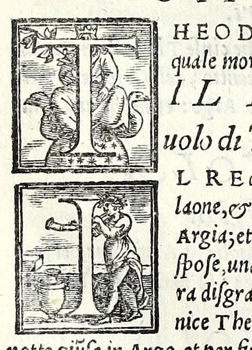 An illustration from Geneologia de gli dei : i quin deci libri di M. Giouanni Boccaccio, sopra la origine et discendenza di tutti gli dei de' gentili, con la spositione & sensi allegorici delle fauole, & con la dichiaratione dell'historie appartenenti à detta materia, 1547, leaf 94