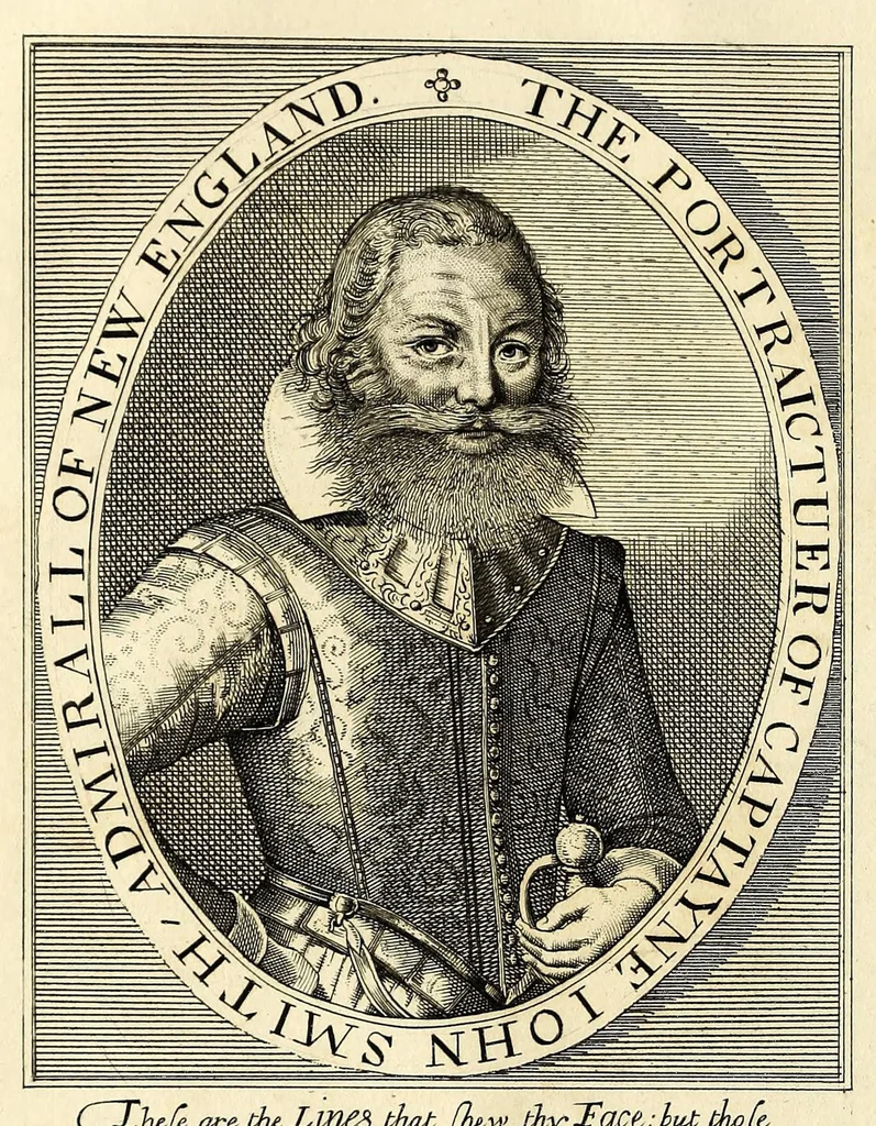 An illustration from The generall historie of Virginia, New-England, and the Summer Isles: with the names of the adventurers, planters, and governours from their first beginning, an[no] 1584. to this present 1624. : With the procedings of those severall colonies and the accidents that befell them in all their journyes and discoveries. Also the maps and descriptions of all those countryes, their commodities, people, government, customes, and religion yet knowne. Divided into sixe bookes., 1624, leaf 8