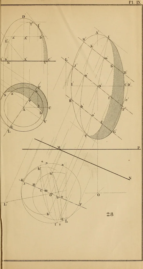 An illustration from General problems of shades and shadows, 1895, leaf 122