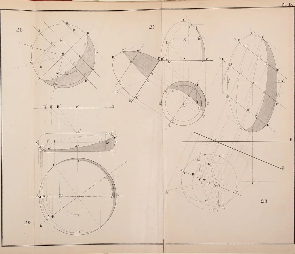 An illustration from General problems of shades and shadows, 1895, leaf 124