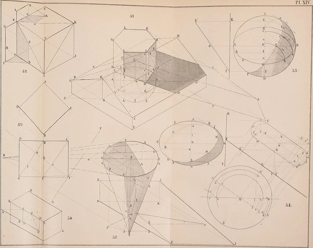 An illustration from General problems of shades and shadows, 1895, leaf 180