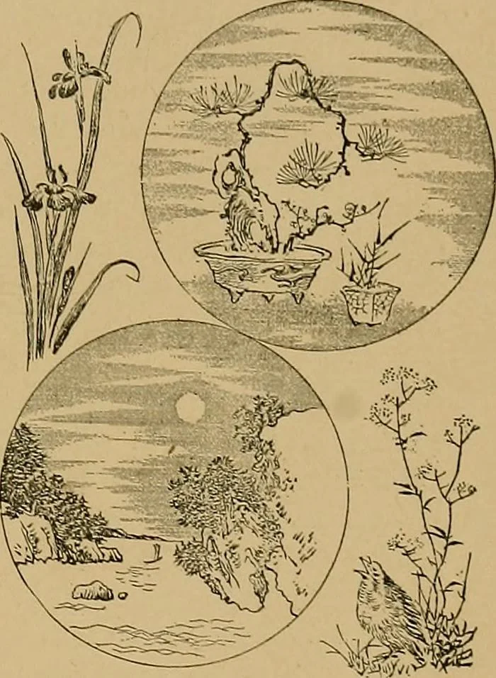 An illustration from The genesis of art-form; an essay in comparative æsthetics showing the identity of the sources, methods, and effects of composition in music, poetry, painting, sculpture and architecture, 1893, leaf 185