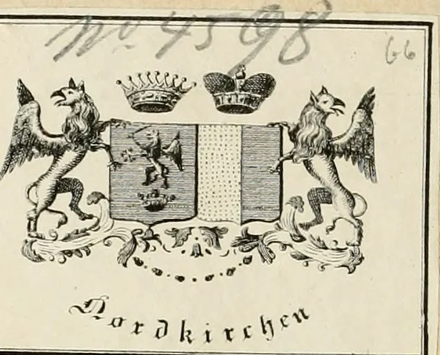 An illustration from Genii Serenissimorum Principum Philippi Wilhelmi Comitis Palatini Rheni ... sponsi, et Annae Catharinae Constantiae, augustissimorum regum Sigismundi III. filiae, Vladislai IV. sororis, Poloniae et Sueciae &c principis, sponsae : quos in nuptiali eorundem solennitate tria Societatis Jesu Collegia Dusseldorpiense, Monasterioeiffliacum e[t] Marcoduranum clementissimis suis dominis et munificentissimis fundatoribus D. C, 1642, leaf 1
