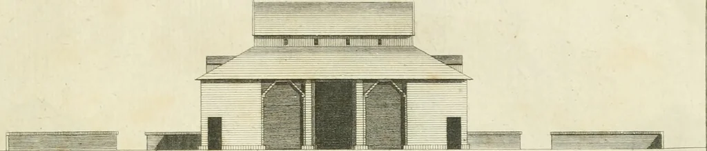 An illustration from The gentleman and farmer's architect : a new work, containing a great variety of useful and genteel designs, being correct plans and elevations of parsonage and farm houses, lodges for parks, pinery, peach, hot and green houses, with the fire-wall, tan-pit, &c. particularly described ... : with scales and tables of reference, describing the several parts, with their just dimensions and use, 1762, leaf 14