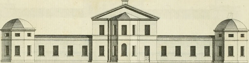 An illustration from The gentleman and farmer's architect : a new work, containing a great variety of useful and genteel designs, being correct plans and elevations of parsonage and farm houses, lodges for parks, pinery, peach, hot and green houses, with the fire-wall, tan-pit, &c. particularly described ... : with scales and tables of reference, describing the several parts, with their just dimensions and use, 1762, leaf 22