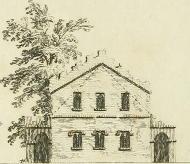 An illustration from The gentleman and farmer's architect : a new work, containing a great variety of useful and genteel designs, being correct plans and elevations of parsonage and farm houses, lodges for parks, pinery, peach, hot and green houses, with the fire-wall, tan-pit, &c. particularly described ... : with scales and tables of reference, describing the several parts, with their just dimensions and use, 1762, leaf 54