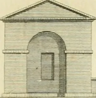 An illustration from The gentleman and farmer's architect : a new work, containing a great variety of useful and genteel designs, being correct plans and elevations of parsonage and farm houses, lodges for parks, pinery, peach, hot and green houses, with the fire-wall, tan-pit, &c. particularly described ... : with scales and tables of reference, describing the several parts, with their just dimensions and use, 1762, leaf 8