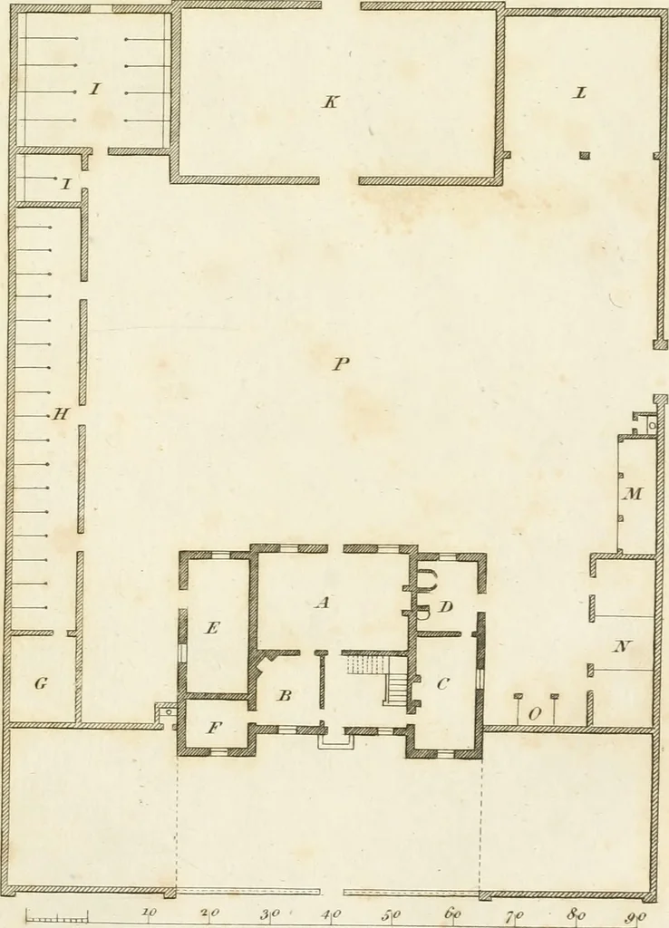 An illustration from The country gentleman's architect, in a great variety of new designs, for cottages, farm-houses, country-houses, villas, lodges for park or garden entrances, and ornamental wooden gates : with plans of the offices belonging to each design, distributed with a strict attention to convenience, elegance, and economy, 1787, leaf 14