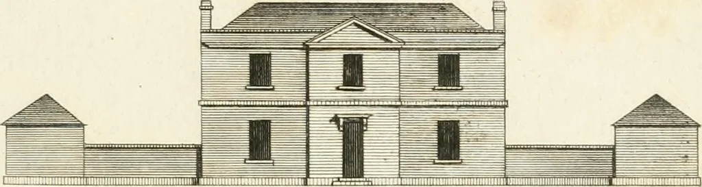 An illustration from The country gentleman's architect, in a great variety of new designs, for cottages, farm-houses, country-houses, villas, lodges for park or garden entrances, and ornamental wooden gates : with plans of the offices belonging to each design, distributed with a strict attention to convenience, elegance, and economy, 1787, leaf 18