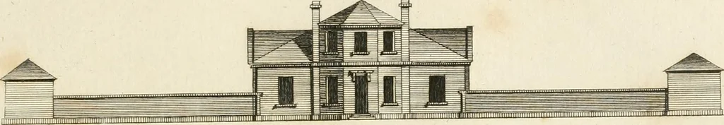An illustration from The country gentleman's architect, in a great variety of new designs, for cottages, farm-houses, country-houses, villas, lodges for park or garden entrances, and ornamental wooden gates : with plans of the offices belonging to each design, distributed with a strict attention to convenience, elegance, and economy, 1787, leaf 22