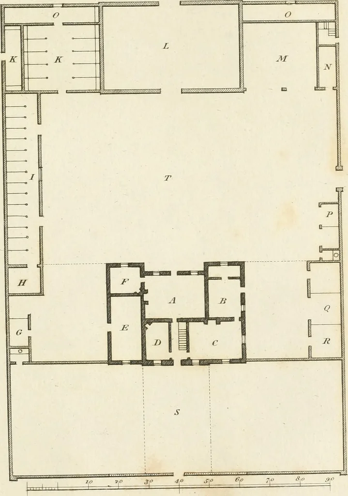 An illustration from The country gentleman's architect, in a great variety of new designs, for cottages, farm-houses, country-houses, villas, lodges for park or garden entrances, and ornamental wooden gates : with plans of the offices belonging to each design, distributed with a strict attention to convenience, elegance, and economy, 1787, leaf 26