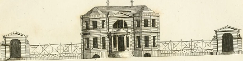 An illustration from The country gentleman's architect, in a great variety of new designs, for cottages, farm-houses, country-houses, villas, lodges for park or garden entrances, and ornamental wooden gates : with plans of the offices belonging to each design, distributed with a strict attention to convenience, elegance, and economy, 1787, leaf 68