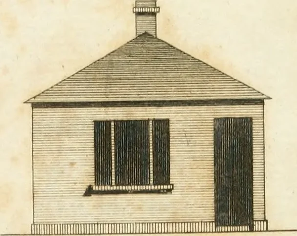 An illustration from The country gentleman's architect, in a great variety of new designs, for cottages, farm-houses, country-houses, villas, lodges for park or garden entrances, and ornamental wooden gates : with plans of the offices belonging to each design, distributed with a strict attention to convenience, elegance, and economy, 1787, leaf 8