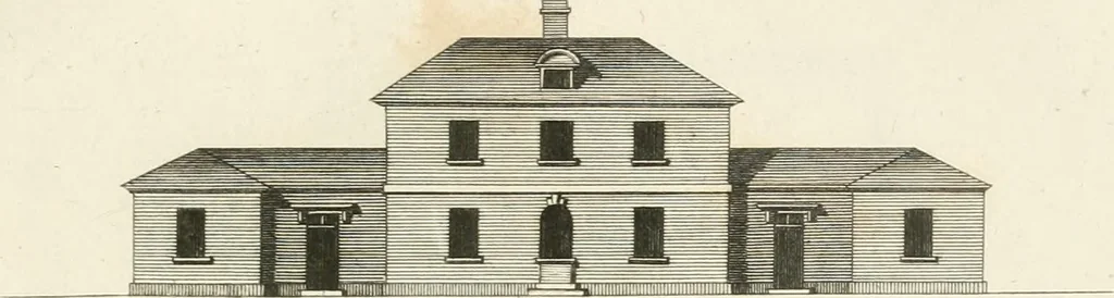 An illustration from The country gentleman's architect, in a great variety of new designs, for cottages, farm-houses, country-houses, villas, lodges for park or garden entrances, and ornamental wooden gates : with plans of the offices belonging to each design, distributed with a strict attention to convenience, elegance, and economy, 1787, leaf 80