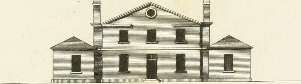 An illustration from The country gentleman's architect, in a great variety of new designs, for cottages, farm-houses, country-houses, villas, lodges for park or garden entrances, and ornamental wooden gates : with plans of the offices belonging to each design, distributed with a strict attention to convenience, elegance, and economy, 1787, leaf 80