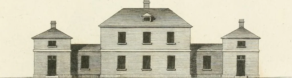 An illustration from The country gentleman's architect, in a great variety of new designs, for cottages, farm-houses, country-houses, villas, lodges for park or garden entrances, and ornamental wooden gates : with plans of the offices belonging to each design, distributed with a strict attention to convenience, elegance, and economy, 1787, leaf 80