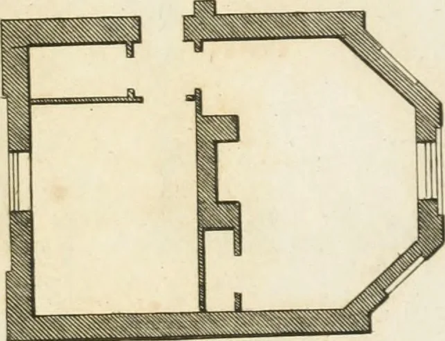 An illustration from The country gentleman's architect, in a great variety of new designs, for cottages, farm-houses, country-houses, villas, lodges for park or garden entrances, and ornamental wooden gates : with plans of the offices belonging to each design, distributed with a strict attention to convenience, elegance, and economy, 1787, leaf 88