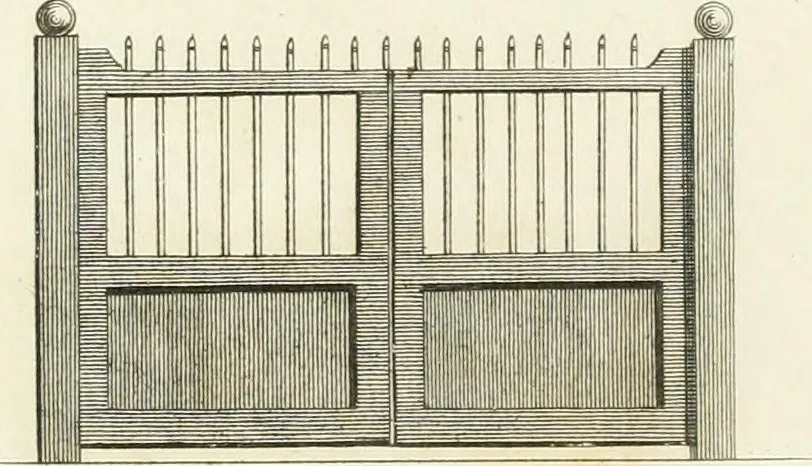 An illustration from The country gentleman's architect, in a great variety of new designs, for cottages, farm-houses, country-houses, villas, lodges for park or garden entrances, and ornamental wooden gates : with plans of the offices belonging to each design, distributed with a strict attention to convenience, elegance, and economy, 1787, leaf 94