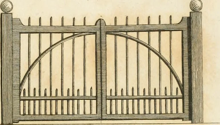 An illustration from The country gentleman's architect, in a great variety of new designs, for cottages, farm-houses, country-houses, villas, lodges for park or garden entrances, and ornamental wooden gates : with plans of the offices belonging to each design, distributed with a strict attention to convenience, elegance, and economy, 1787, leaf 96