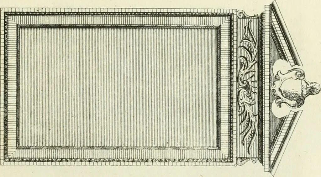 An illustration from The gentlemens or builders companion : containing variety of usefull designs for doors, gateways, peers, pavilions, temples, chimney-pieces, slab tables, pier glasses, or tabernacle frames, ceiling peices [sic] &c., 1739, leaf 102