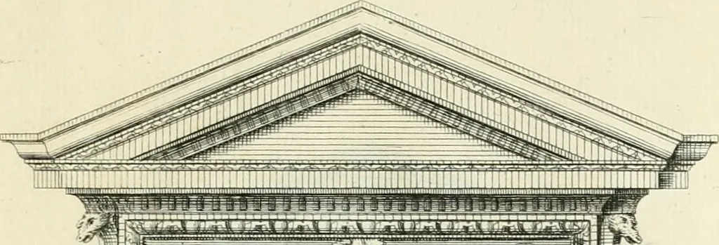 An illustration from The gentlemens or builders companion : containing variety of usefull designs for doors, gateways, peers, pavilions, temples, chimney-pieces, slab tables, pier glasses, or tabernacle frames, ceiling peices [sic] &c., 1739, leaf 110
