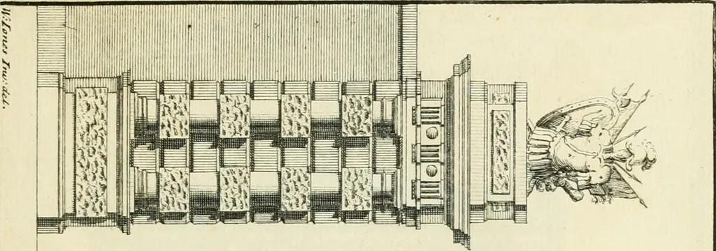 An illustration from The gentlemens or builders companion : containing variety of usefull designs for doors, gateways, peers, pavilions, temples, chimney-pieces, slab tables, pier glasses, or tabernacle frames, ceiling peices [sic] &c., 1739, leaf 42