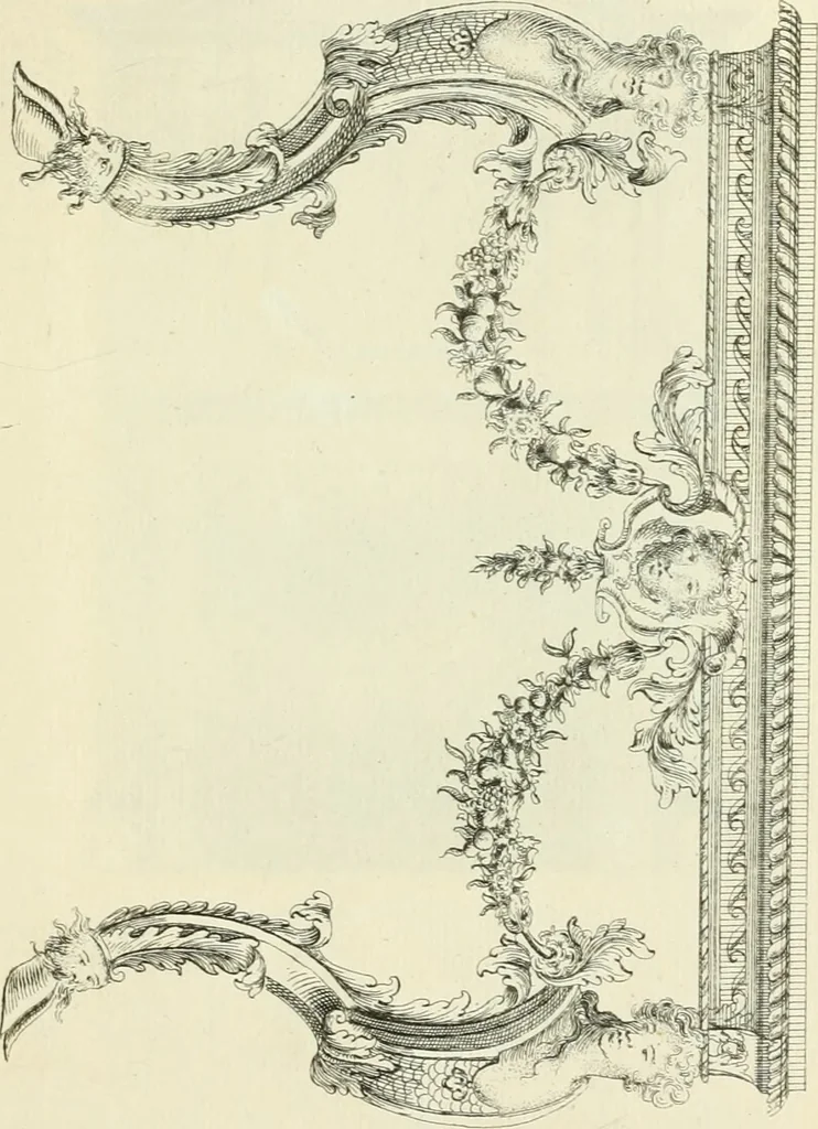 An illustration from The gentlemens or builders companion : containing variety of usefull designs for doors, gateways, peers, pavilions, temples, chimney-pieces, slab tables, pier glasses, or tabernacle frames, ceiling peices [sic] &c., 1739, leaf 80