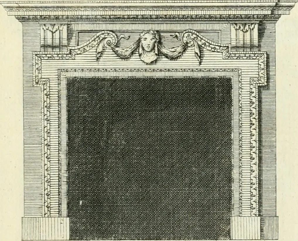 An illustration from The gentlemens or builders companion : containing variety of usefull designs for doors, gateways, peers, pavilions, temples, chimney-pieces, slab tables, pier glasses, or tabernacle frames, ceiling peices [sic] &c., 1739, leaf 94