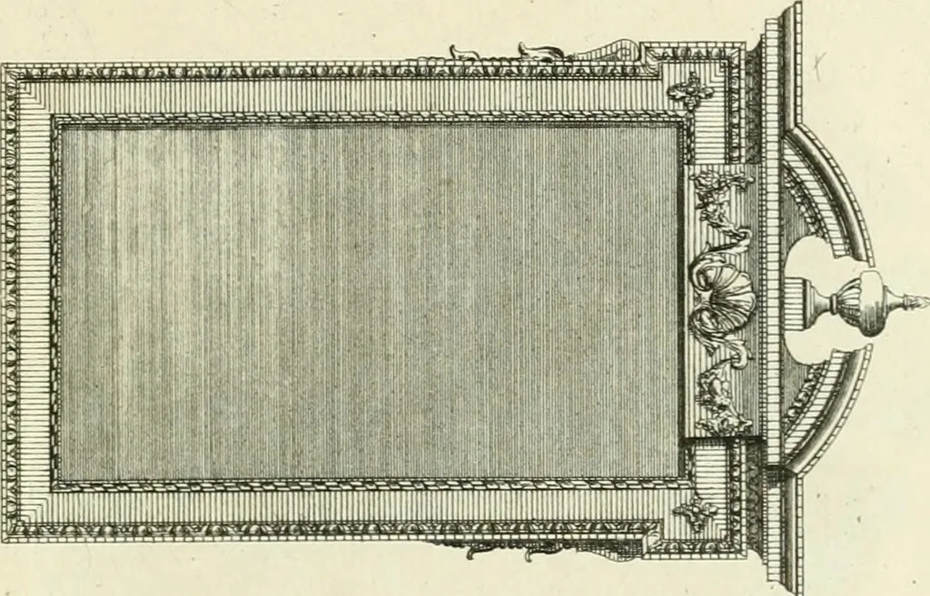 An illustration from The gentlemens or builders companion : containing variety of usefull designs for doors, gateways, peers, pavilions, temples, chimney-pieces, slab tables, pier glasses, or tabernacle frames, ceiling peices [sic] &c., 1739, leaf 98
