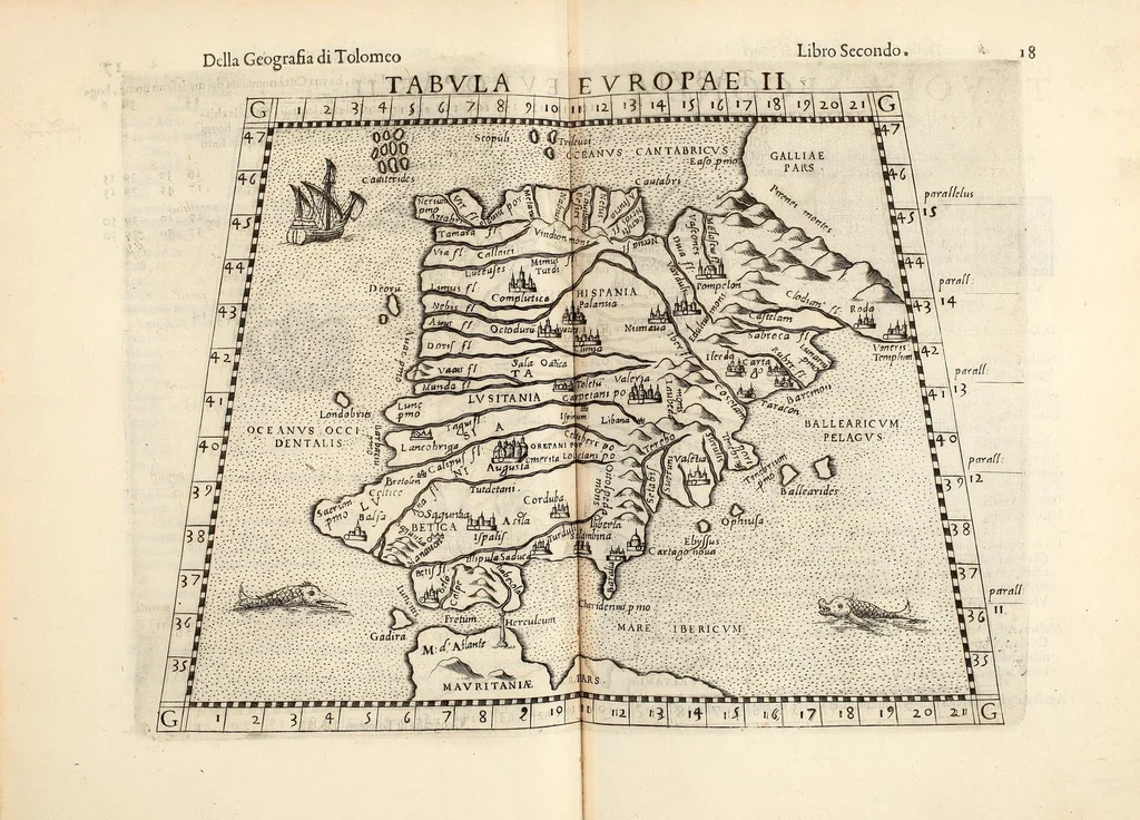An illustration from Geografia di Claudio Tolomeo Alessandrino, 1599, leaf 195