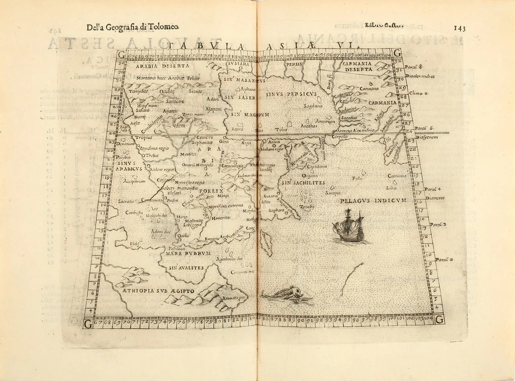 An illustration from Geografia di Claudio Tolomeo Alessandrino, 1599, leaf 445