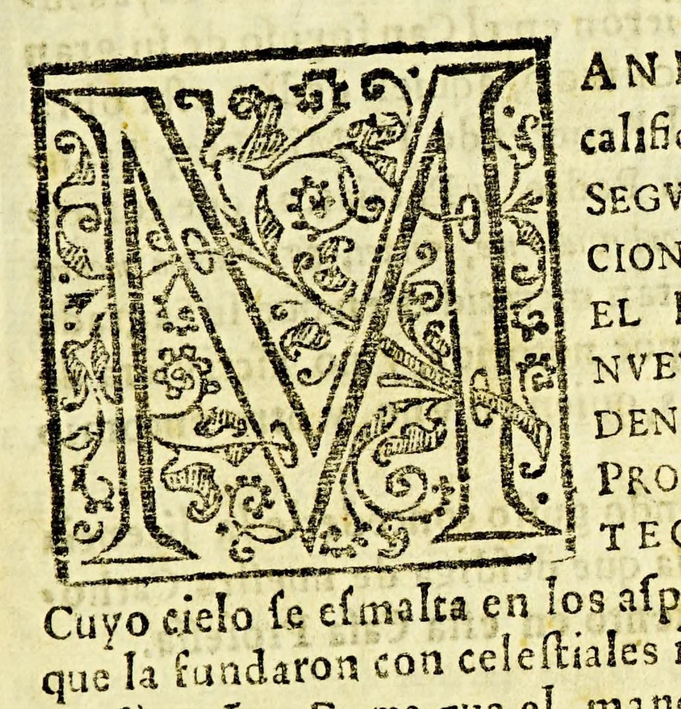 An illustration from Geografica descripcion de la parte septentrional, del polo artico de la America, y nueua iglesia de las Indias Occidentales, y sitio astronomico de esta Provincia de Predicadores de Antequera Valle de Oaxaca: en diez y siete grados del tropico de Cancer: debaxo de los aspectos, y radiaciones de planetas morales, que la fundaron con virtudes celestes, influyendola en santidad, y doctrina., 1674, leaf 9