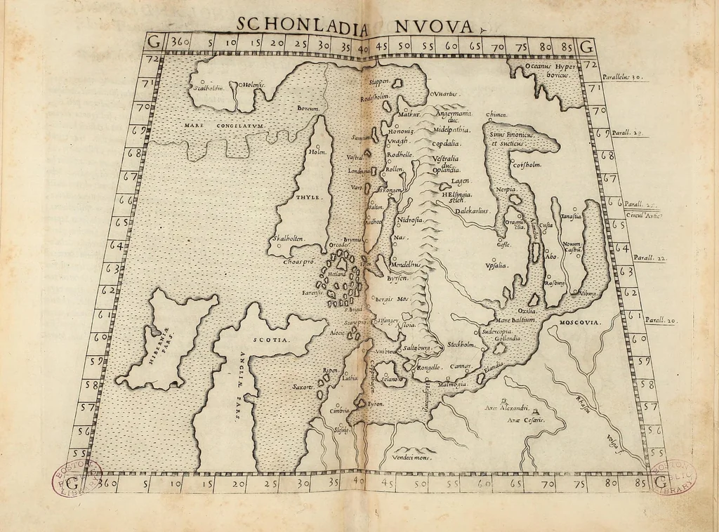 An illustration from Geographia Cl. Ptolemaei Alexandrini, 1562, leaf 513