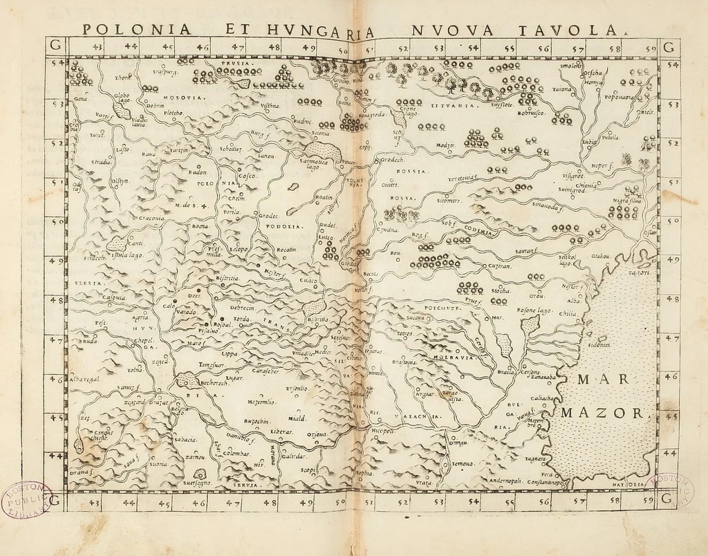 An illustration from Geographia Cl. Ptolemaei Alexandrini, 1562, leaf 525