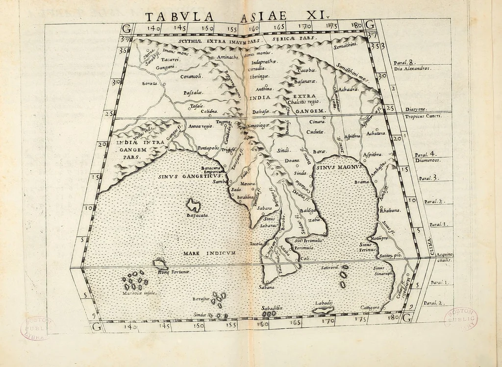 An illustration from Geographia Cl. Ptolemaei Alexandrini, 1562, leaf 637