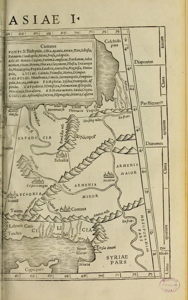 An illustration from Geographia uniuersalis : uetus et noua, complectens Claudii Ptoloemaei Alexandrini enarrationis libros VIII, 1540, leaf 285