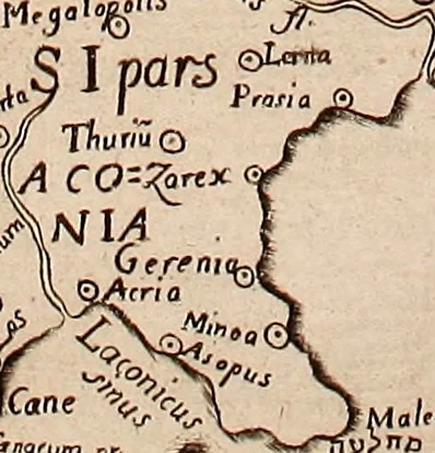 An illustration from Geographiæ sacræ pars prior[-altera] ... : cum tabula chorographica, & duplici indice, 1. Locorum scripturæ. 2. Rerum & verborum : adjecti sunt tres alij indices in fine totius operis, 1651, leaf 446