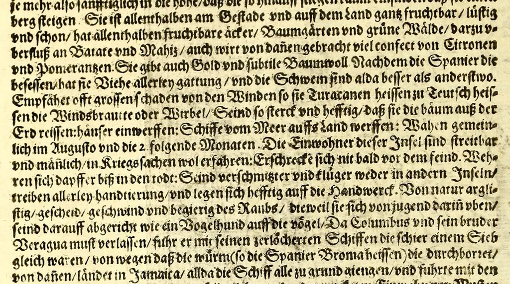 An illustration from Geographische vnd historische Beschreibung der uberauss grosser Landtschafft America: welche auch West Jndia, vnd jhrer grösse halben die New Welt genennet wirt. : Gar artig, vnd nach der Kunst in XX. Mappen oder Landtaffeln verfasset, vnd jetzt newlich in Kupffer gestochen, vnd an tag gegeben. : Dabey auff dem Rücken ieder Mappen gefunden wirdt, die Gestalt, Art, vne vornembste Gelgenheit der Landtschafft ... : Zu mehrem Verstand vnd Erklärung gemelter Landschafft America, ist hiebey gefügt ein schön vnd nützlicher Tractat von der Natur, Art, vnd Eygenschafft der Newer Welt ..., 1598, leaf 106