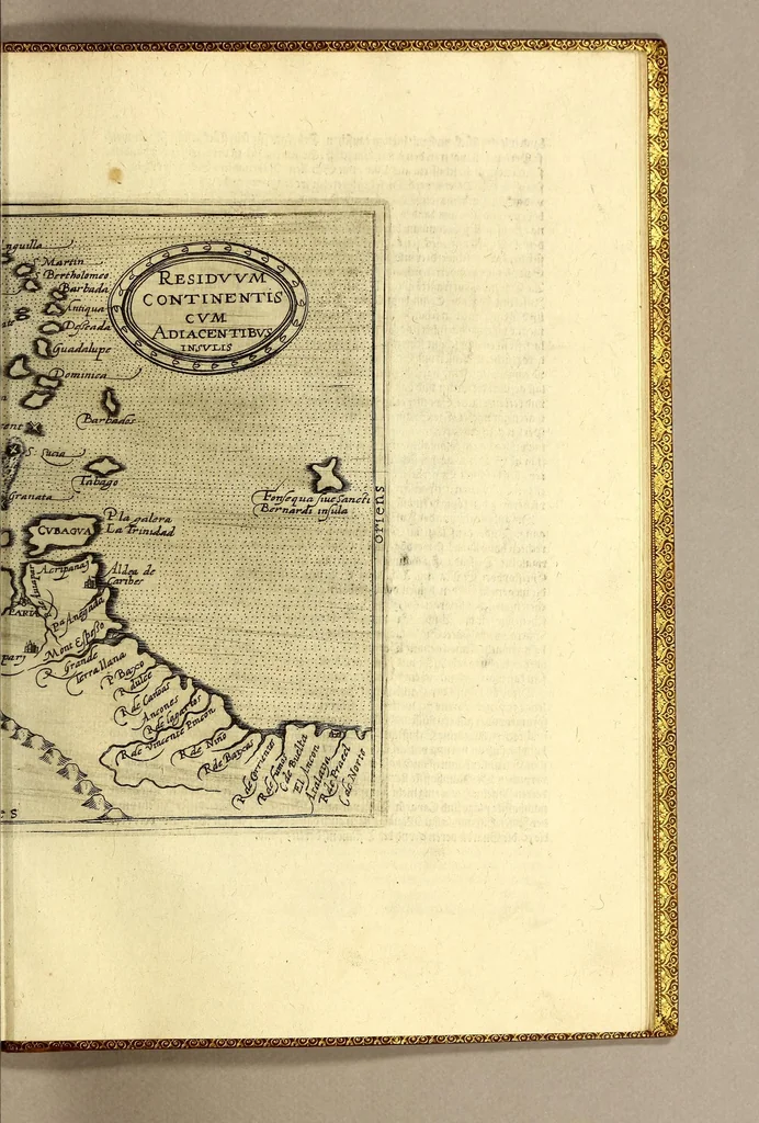 An illustration from Geographische vnd historische Beschreibung der uberauss grosser Landtschafft America: welche auch West Jndia, vnd jhrer grösse halben die New Welt genennet wirt. : Gar artig, vnd nach der Kunst in XX. Mappen oder Landtaffeln verfasset, vnd jetzt newlich in Kupffer gestochen, vnd an tag gegeben. : Dabey auff dem Rücken ieder Mappen gefunden wirdt, die Gestalt, Art, vne vornembste Gelgenheit der Landtschafft ... : Zu mehrem Verstand vnd Erklärung gemelter Landschafft America, ist hiebey gefügt ein schön vnd nützlicher Tractat von der Natur, Art, vnd Eygenschafft der Newer Welt ..., 1598, leaf 117