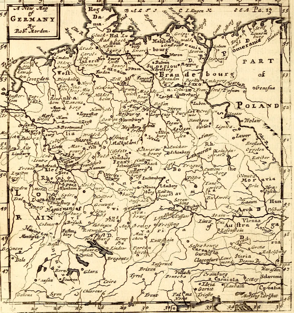 An illustration from Geography rectified; or, A description of the world, in all its kingdoms, provinces, countries ... As also their commodities, coins, weights, and measures, compared with those at London. Illustrated with seventy eight maps. The 3d ed., enl. To which is added a compleat geographical index to the whole, alphabetically digested. The whole work performed according to the more accurate observations and discoveries of modern authors, 1693, leaf 127